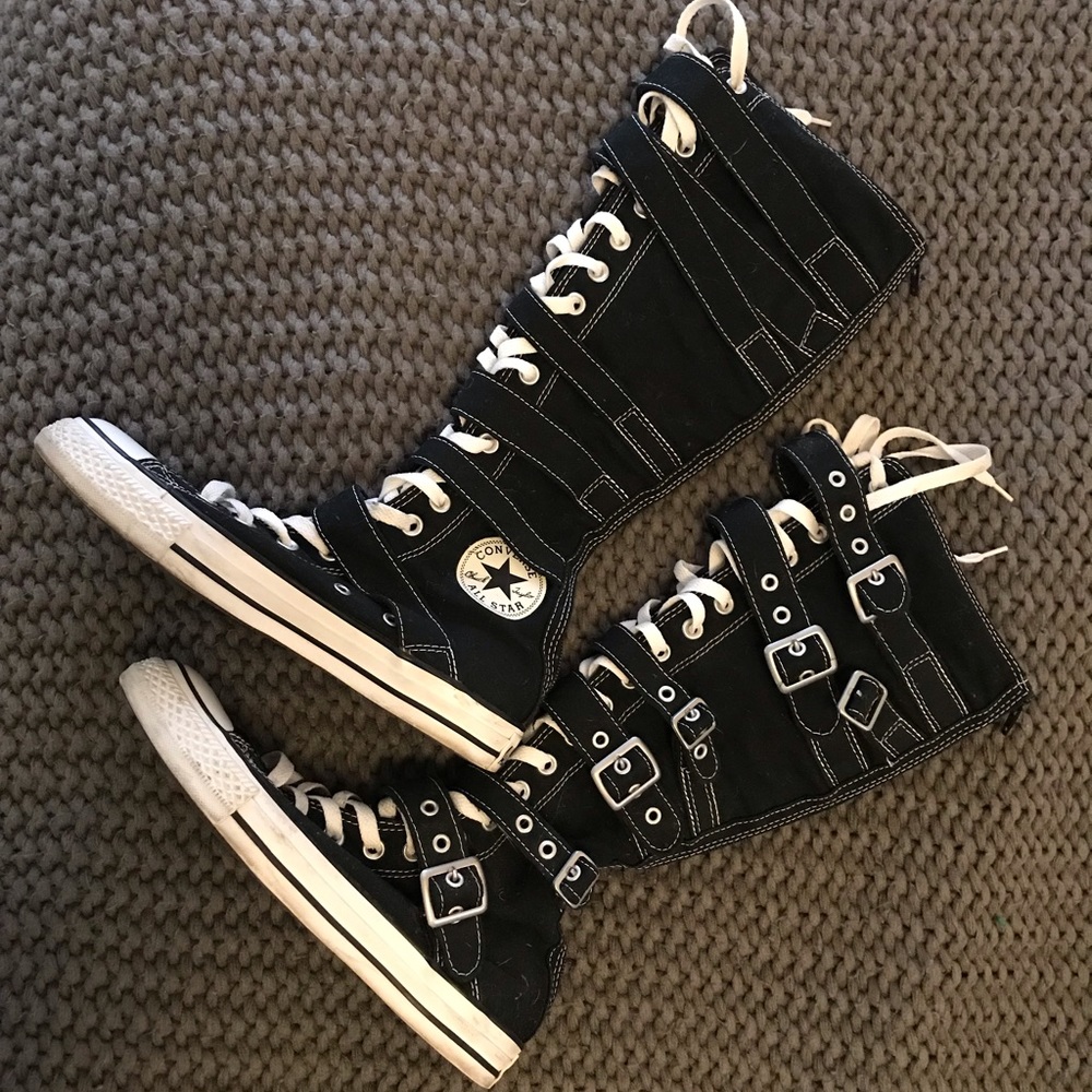 Black Converse All Star Chuck Taylor Xxhi Knee High Buckle Shoes